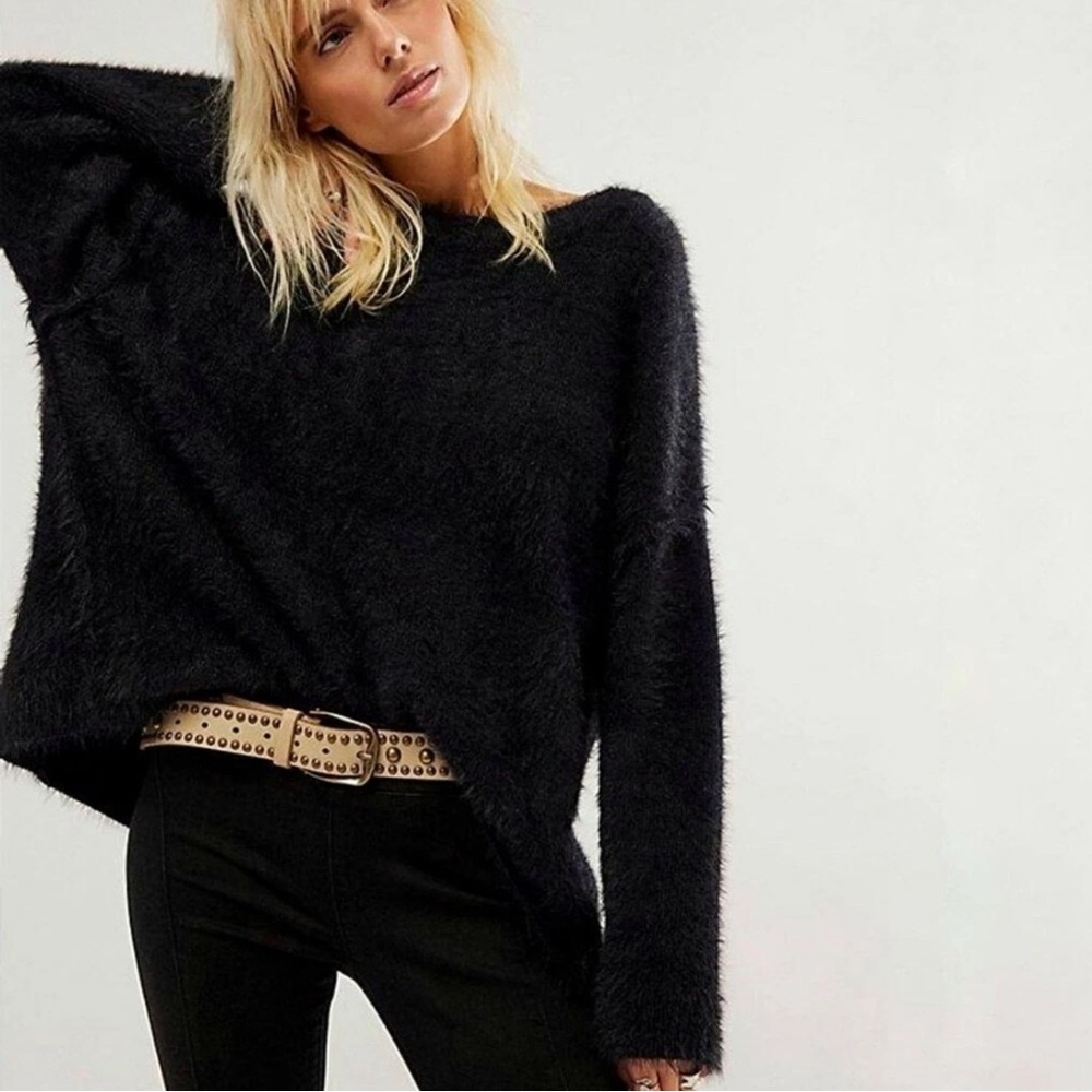 NWT Free People Harrison Bunny Crew Fuzzy Sweater
